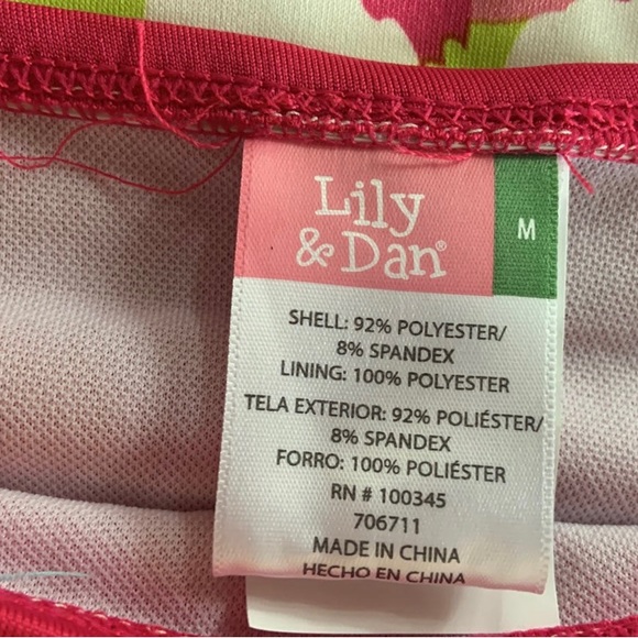 NWT Lily & Dan Girls 2 Piece Swim Set Medium Top & Bottom Green pink Tropical - Picture 5 of 8